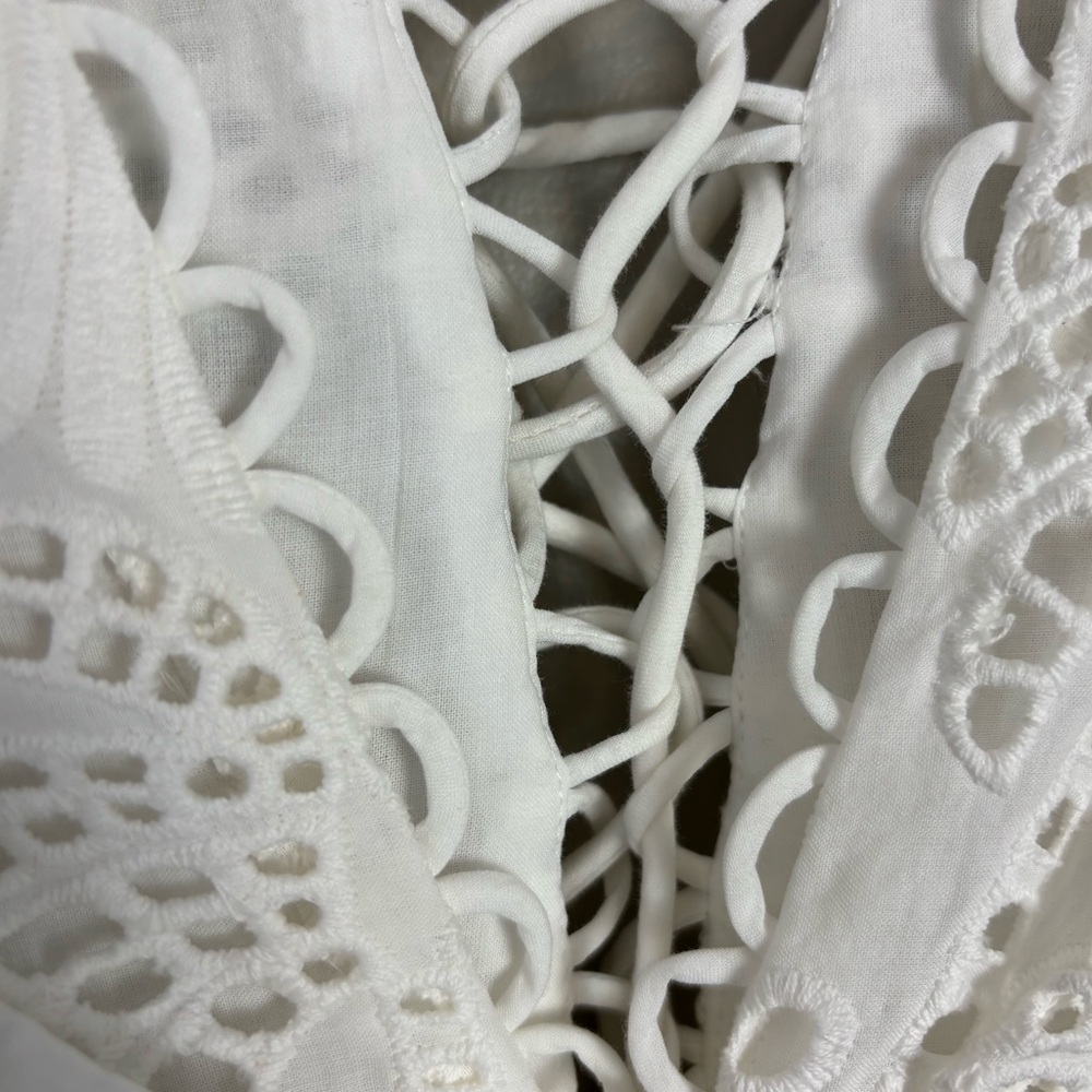 NEW FARM Rio White Eyelet Tiered Puff Sleeve Midi Dress‎ Size XS - Picture 12 of 17